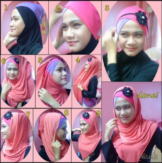 Cara Memakai Jilbab pashmina dengan Headband