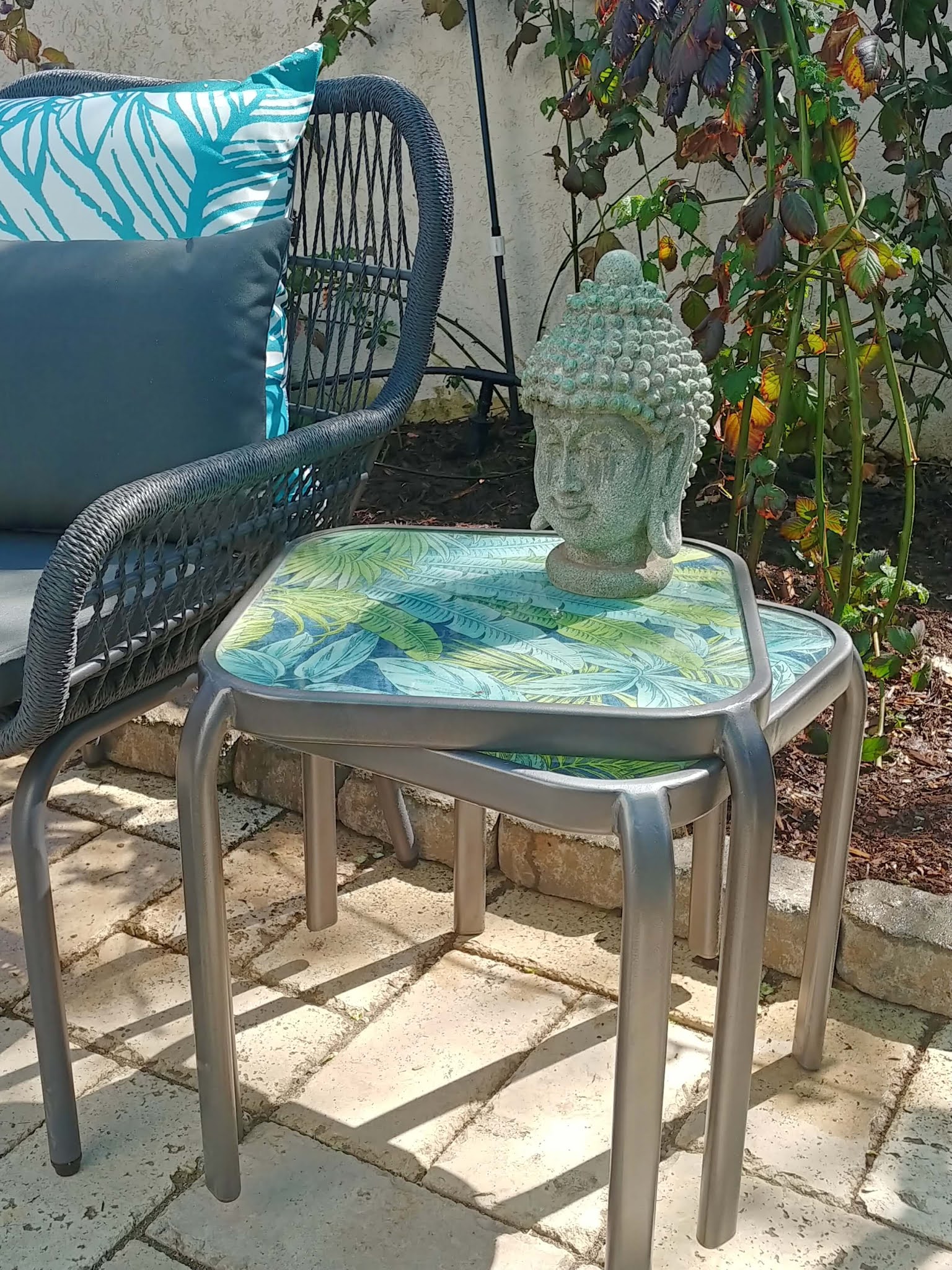 DIY Boho Patio Side Table Makeover