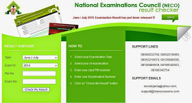 With the details on the scratch card, follow the below procedures.  1. Visit the NECO Exam result checking Portal by clicking here  2. Select Examination Type (i.e Nov/Dec)  3. Select year of examination (i.e. 2016)  4. Enter your card PIN number  5. Enter your Examination Number  6. Then Click on “Check My Result” button. Your NECO Nov/Dec 2016 result will then appear on your Computer screen.