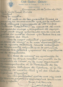 Carta sobre el I Trofeo Antonio Puget, 1960