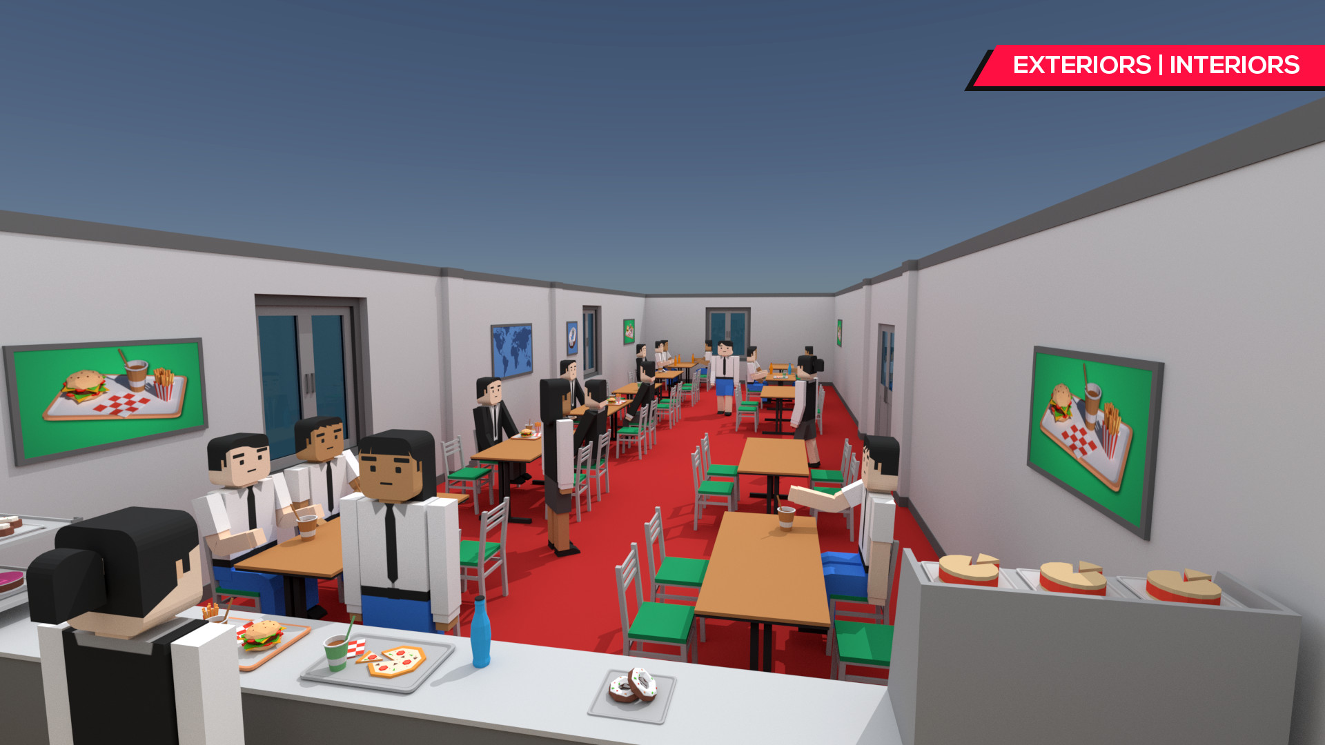 Low Poly polygon school interior