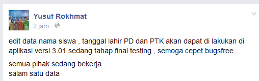 DATA SISWA DAN PTK BISA DI EDIT PADA APLIKASI DAPODIKDAS 3.0.1