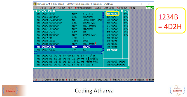  Program to convert BCD Number to Hexadecimal Number in 8086 Microprocessor