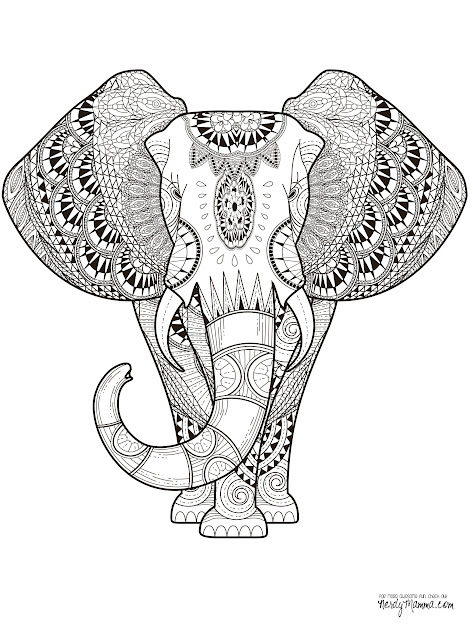 Zentangle Elephant Adult Coloring Page  Coloring Escape