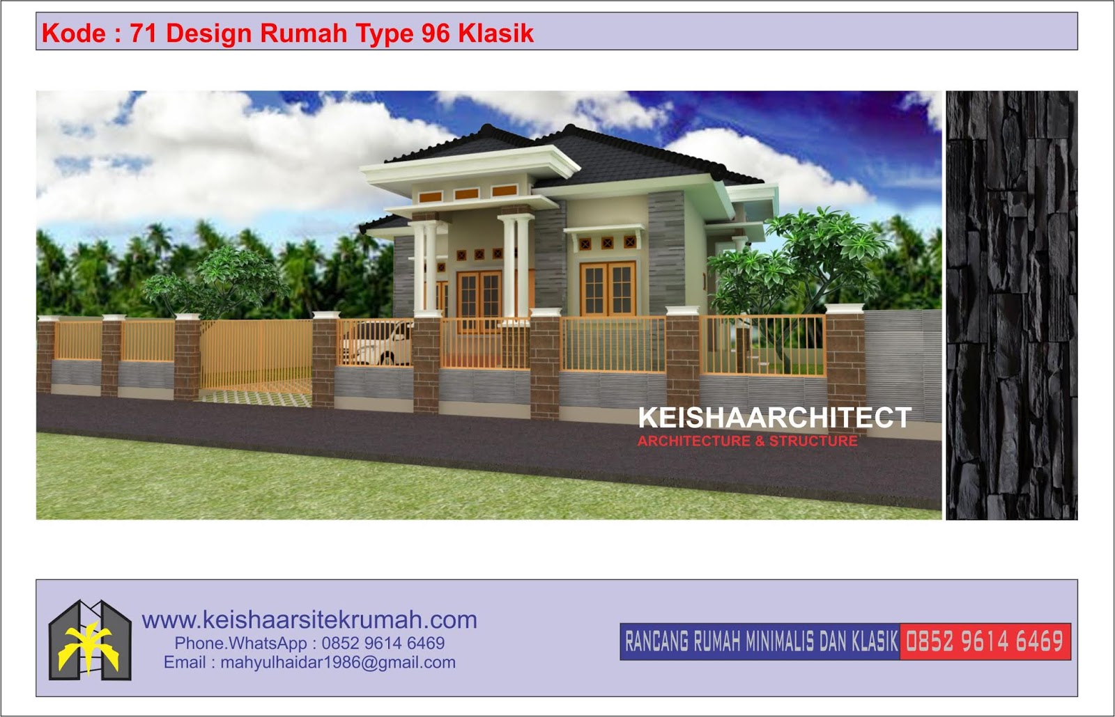 Kode 71 Design Rumah Klasik Type 96 Klasik Lokasi Rendani Atas