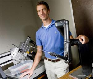 A. J. Rogers, BSE 2009, and his shrapnel-finding surgical robot.