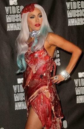 lady gaga meat dress real. Meat Lady Gaga