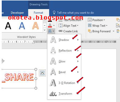 cara membuat tulisan keren dengan word art di ms word 2016