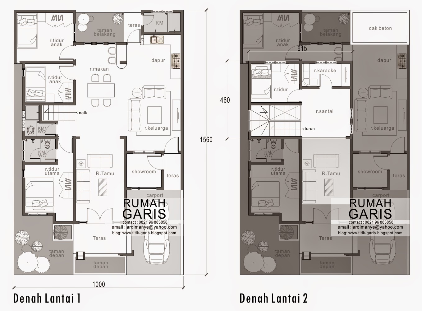 Desain Rumah Tinggal 2 Lantai Di Lahan 10x156 Meter Di