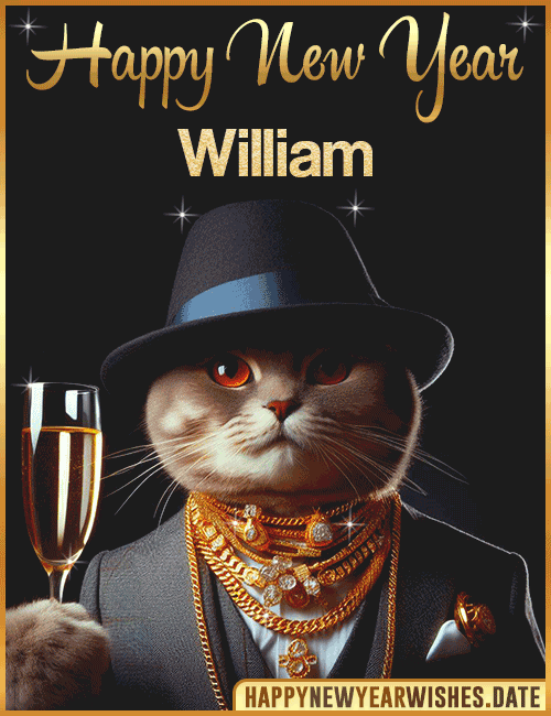 Happy New Year Cat Funny Gif William