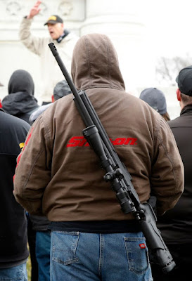 Gun rights activists rallied at state capitols across the United States carrying various firearms- rifles, handguns, placards, banners... protesting the demands for tougher gun laws following the February school shooting in Parkland, Florida, that killed 17.  One group, National Constitutional Coalition of Patriotic Americans, says organizers have permits to rally in 45 states and encouraged supporters to bring unloaded rifles in states where it’s legal.