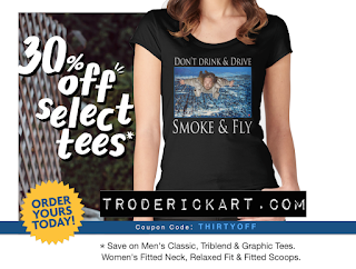 coupon code THIRTYOFF on selected tees at troderickart.com