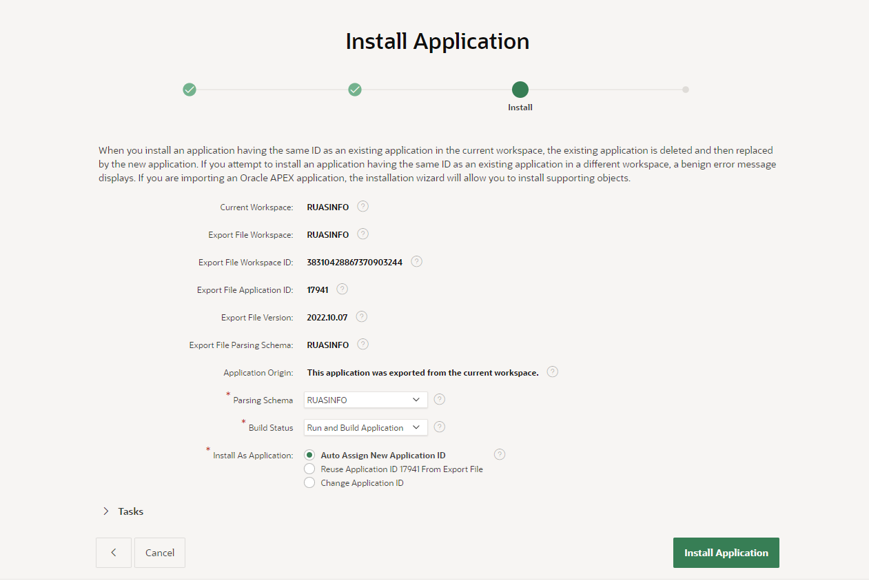 How to Import Oracle Apex Application