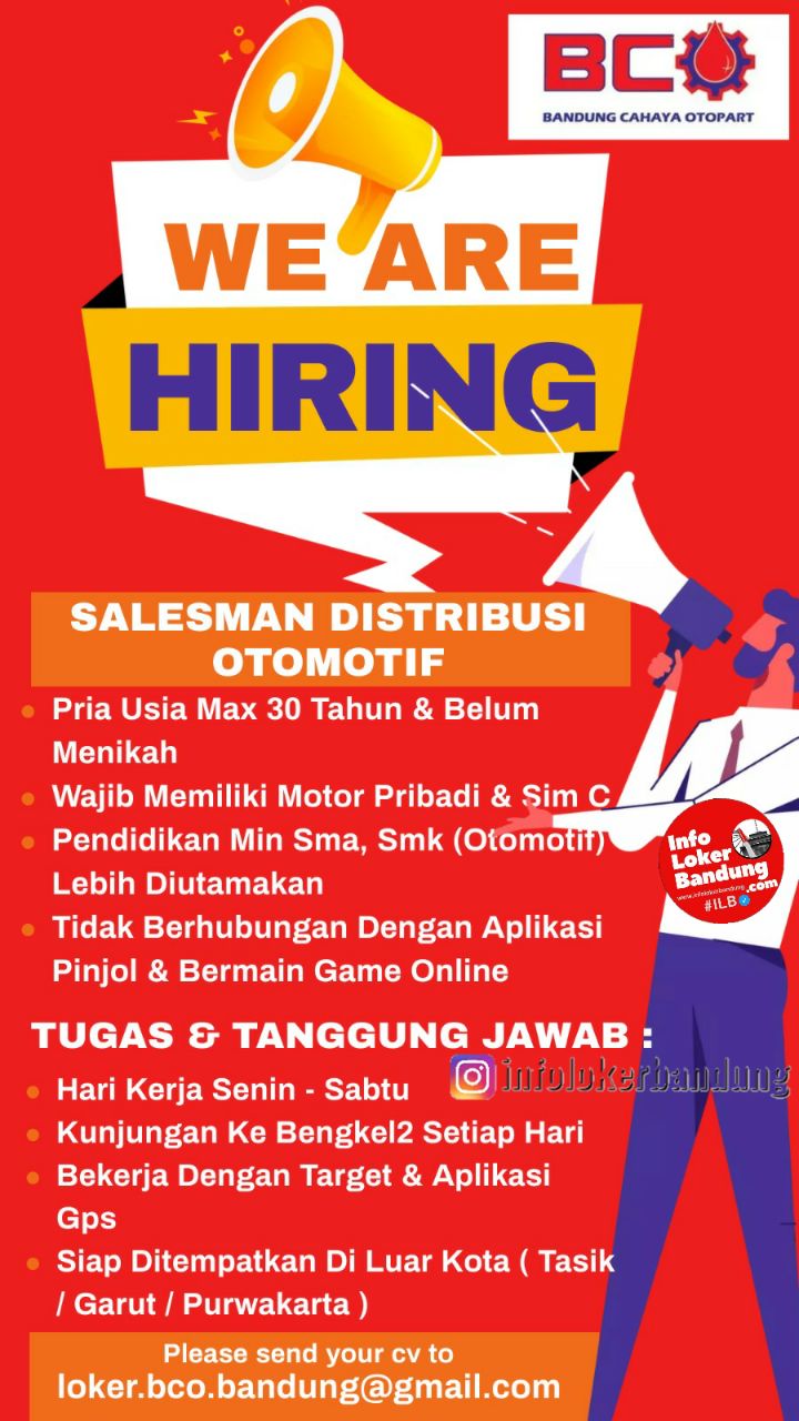 Lowongan Kerja Salesman Distribusi Otomotif Bandung Cahaya Otopart Bandung April 2024