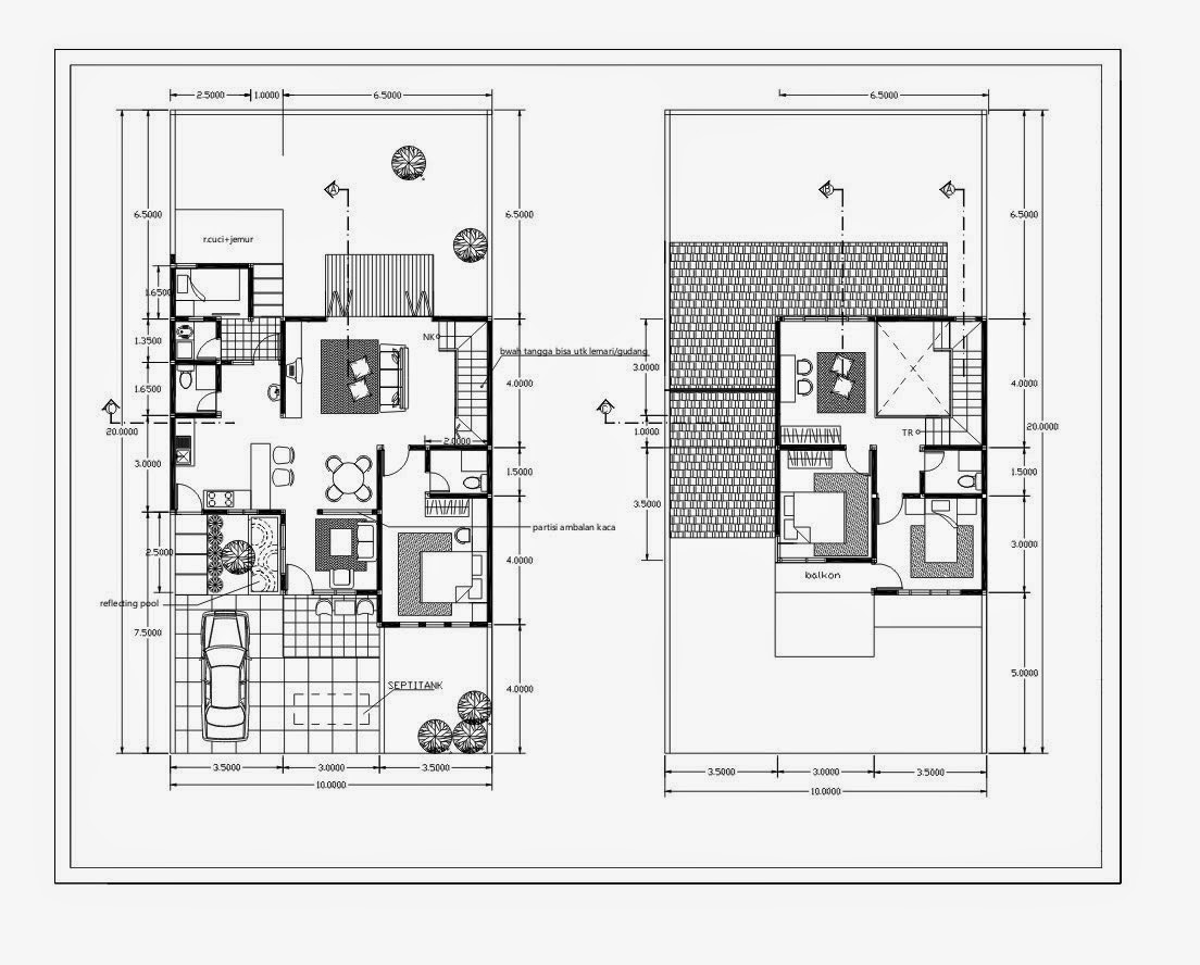 Contoh Denah Dan Gambar Rumah Minimalis Lantai 2 Ukuran 120