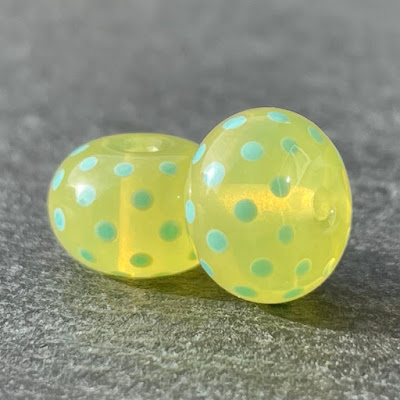 Handmade lampwork glass beads in Creation is Messy Beeswax Misty