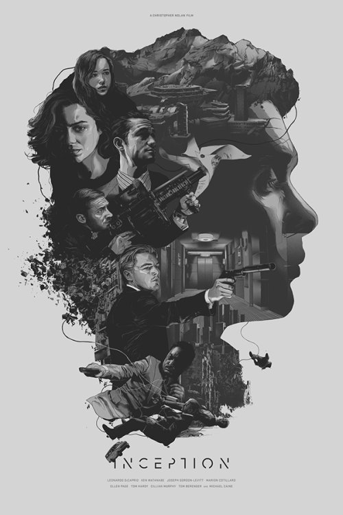 Grzegorz Domaradzki ilustrações cartazes pôsteres filmes arte cinema Inception (A Origem)