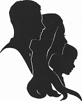 Silhouette of Family all facing the same way