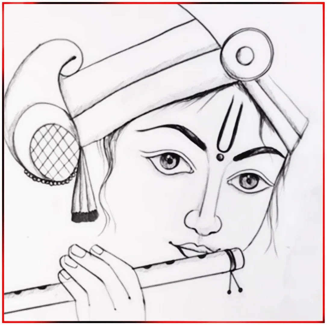 Lord Krishna Drawing | Pencil Sketches Krishna Arts Pictures