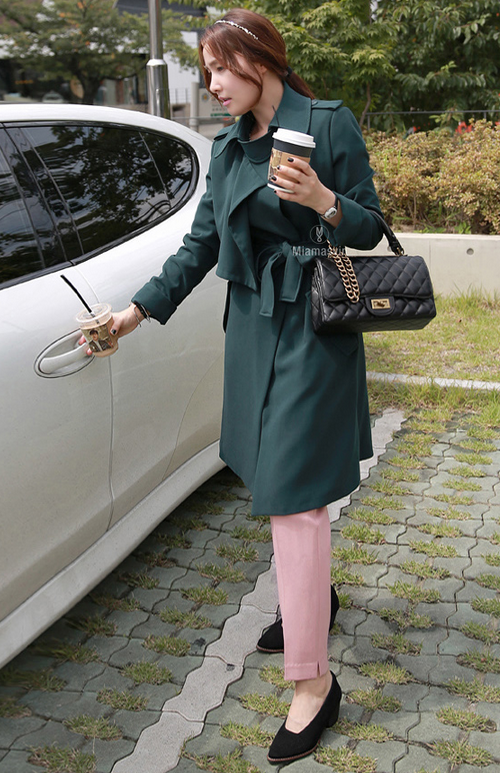 Colored Belted Trench Coat