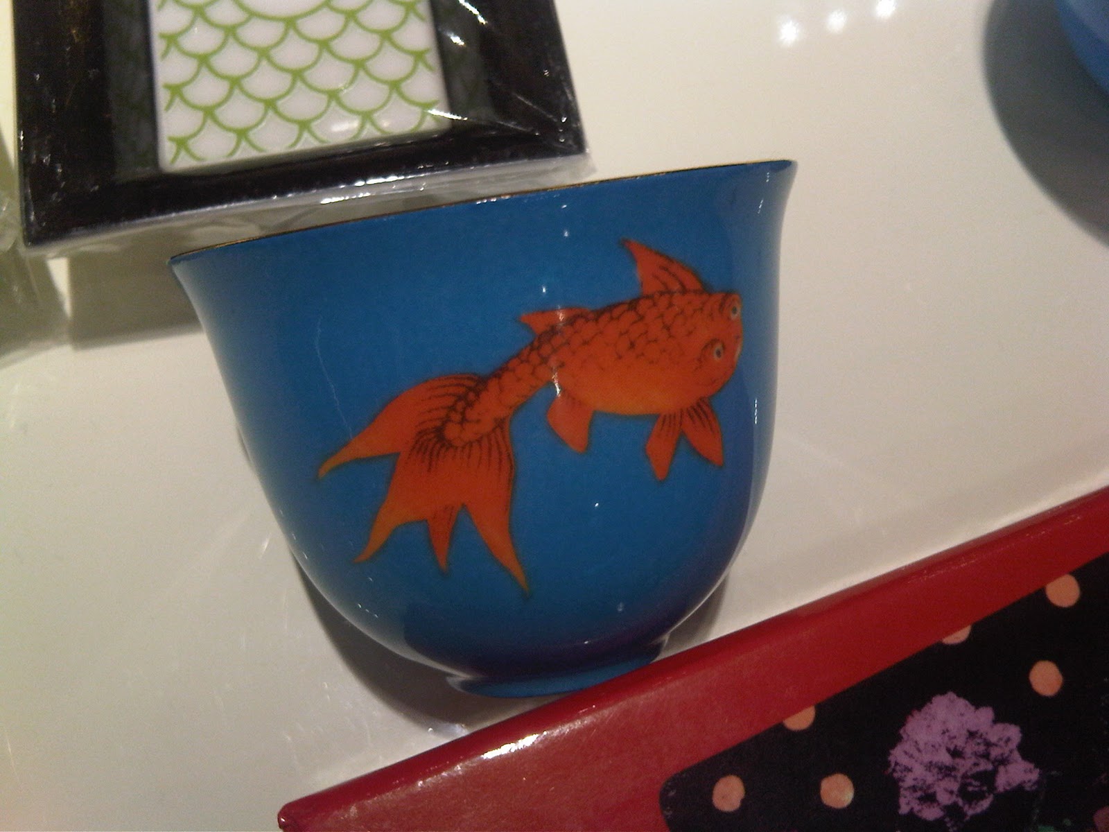 cups with koi fish design