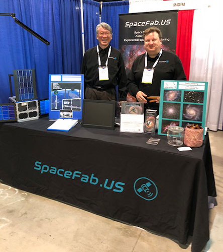 SpaceFab.US shows off their 12U Cubesat telescope observatory at the 231st AAS meeting