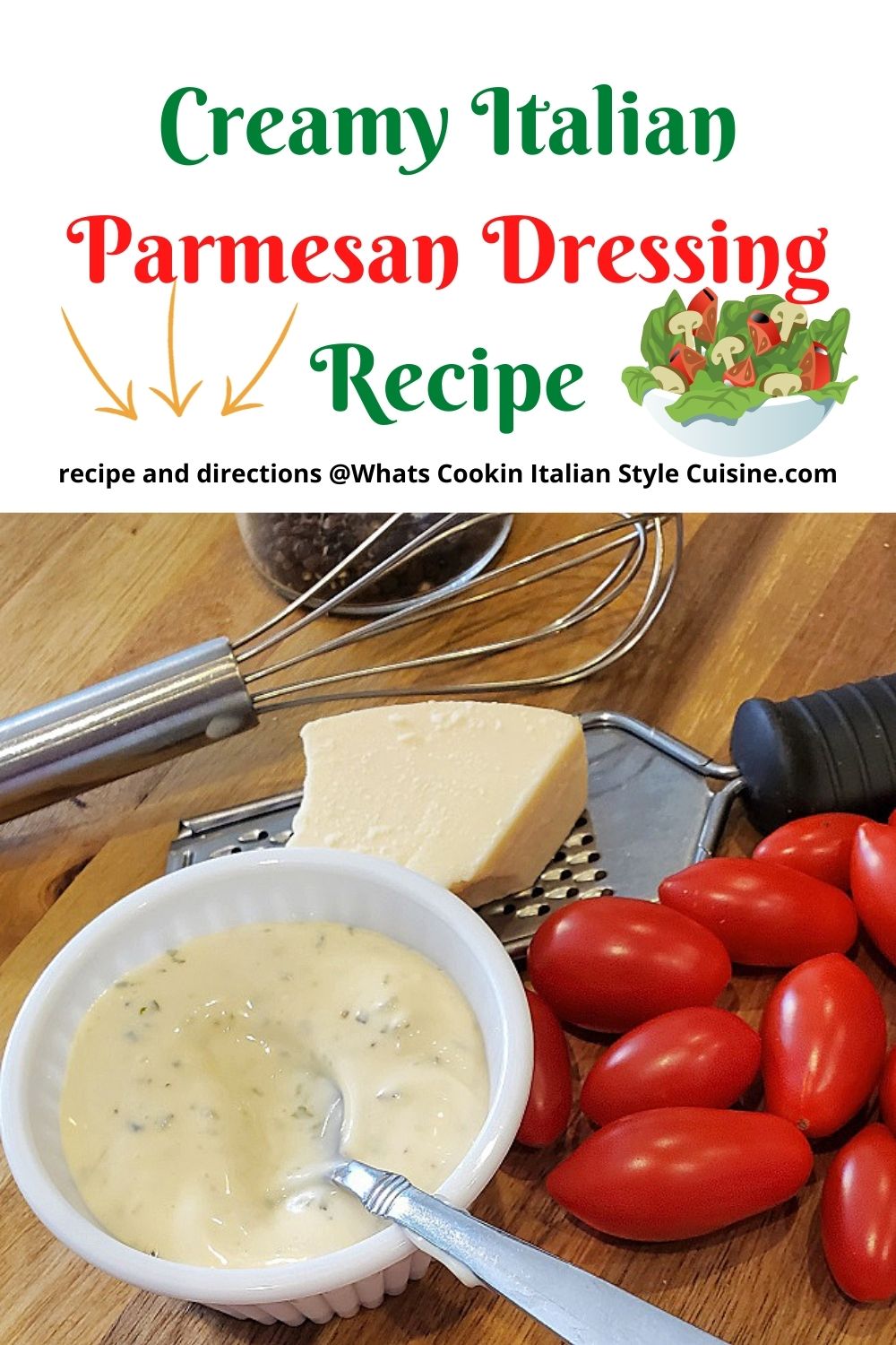 pin for later how to make creamy parmesan salad dressing