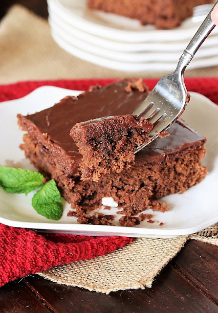  topped with rich boiled chocolate icing  Hershey's Chocolate Syrup Cake