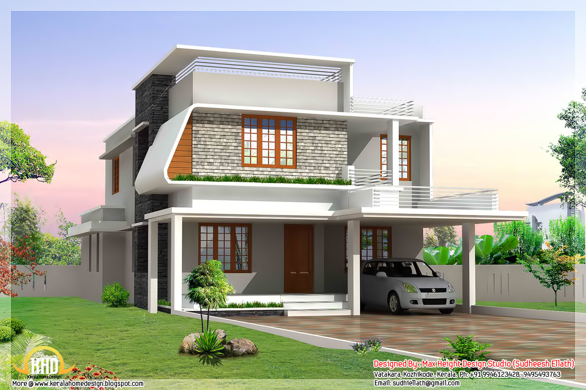 3 beautiful modern home elevations - Kerala home design and floor ...