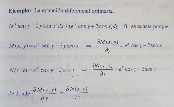 Ecuaciones diferenciales ordinarias exactas, ejemplo