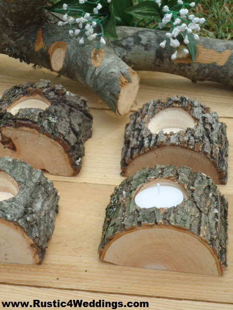 Rustic Wedding  Tree Branch Candle Holders