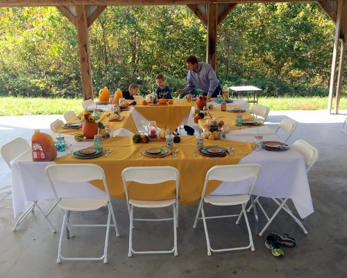 Our wedding in a meadow, the lunch afterward