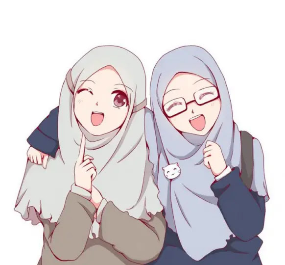 ootd gambar kartun hijab modern