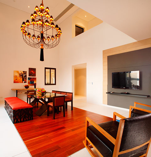 Photo of dinning room with modern thai furniture in modern Villa
