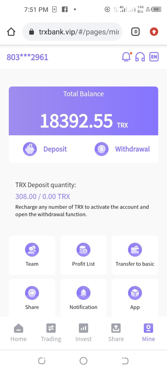 Scam Alert : Trxbank.vip || tronking.cc and tronmine.vip || trontrx.one are 100% Scam Tron mining Sites