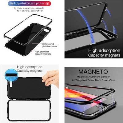 Bakeey 360° Magnetic Adsorption Metal Tempered Glass Protective Case for Huawei P20/P20 Lite/P20 Pro 