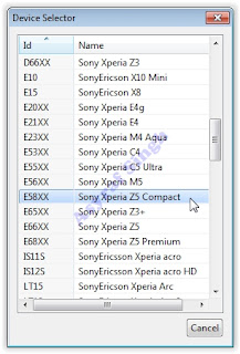 device selector - flashtool xperia