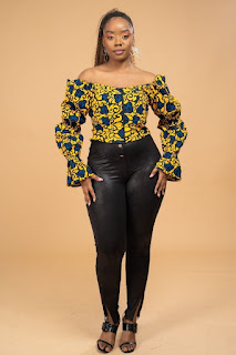 Ankara off-the-shoulder shirt