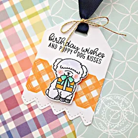 Sunny Studio Stamps: Background Basics Party Pups Puppy Themed Birthday Tags by Franci Vignoli