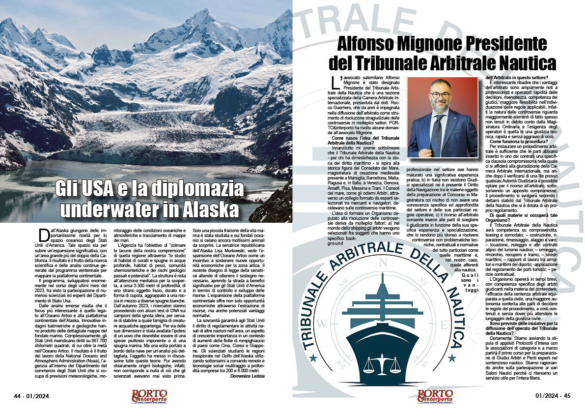 GENNAIO 2024 PAG. 45 - Alfonso Mignone Presidente del Tribunale Arbitrale Nautica