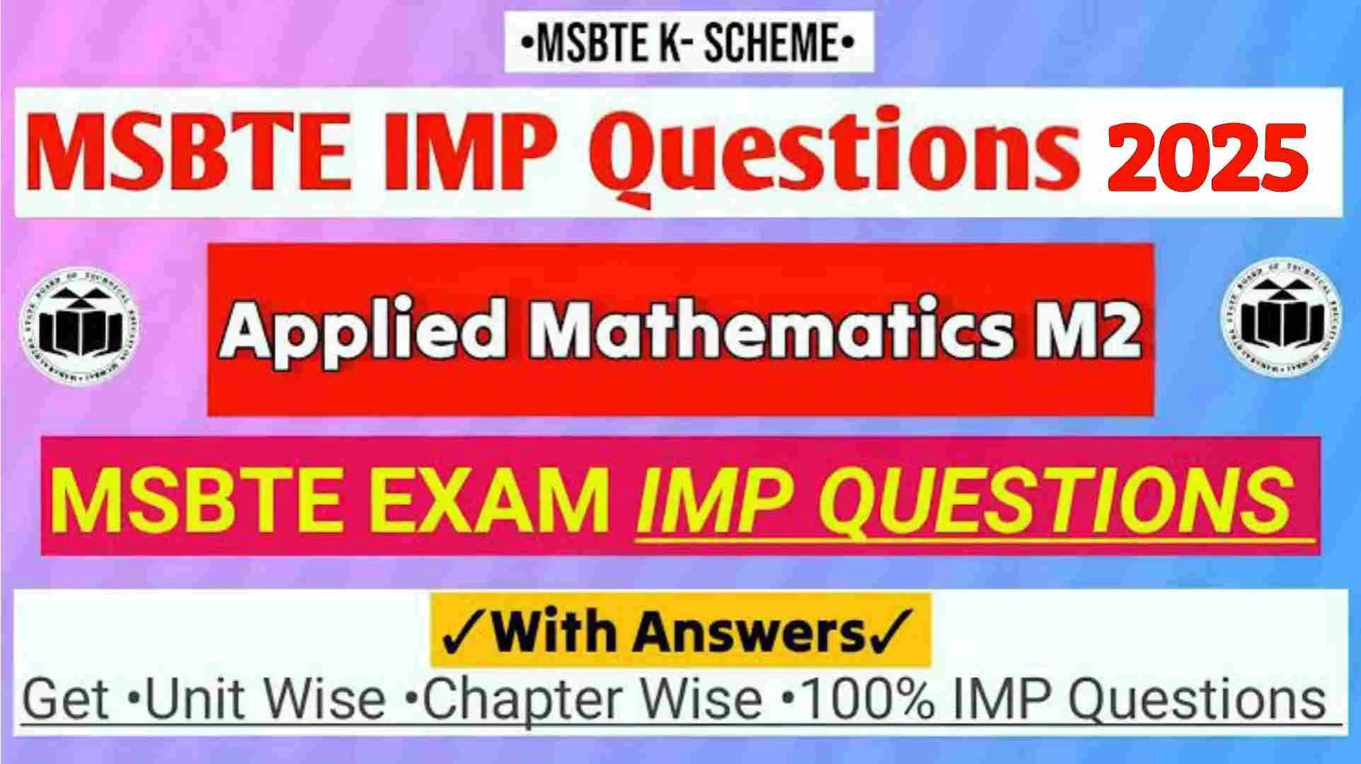 312301 M2 Applied Mathematics Important Questions with Answers