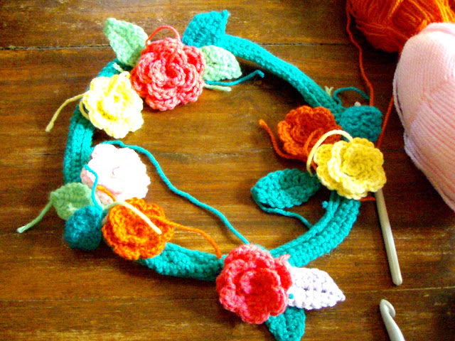 crochet flower wreath