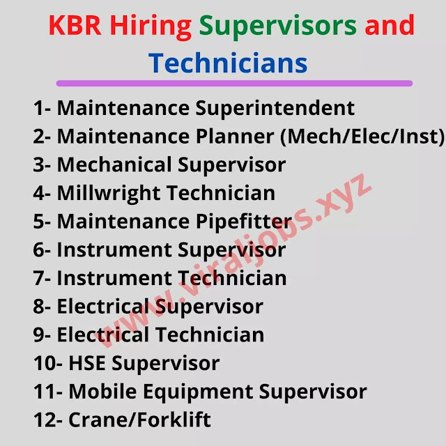 KBR Hiring Supervisors and Technicians