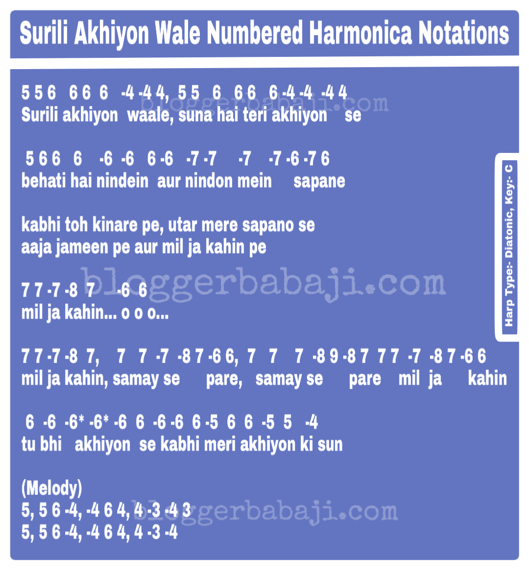 hindi harmonica notes