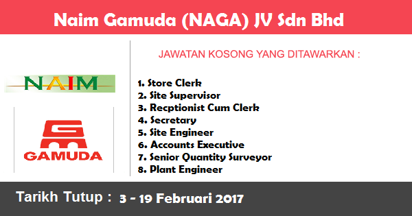 Jawatan Kosong di Naim Gamuda (NAGA) JV Sdn Bhd  Latest 