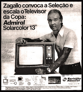 propaganda televisor Springer Admiral com Zagallo - 1974. . os anos 70; propaganda na década de 70; Brazil in the 70s, história anos 70; Oswaldo Hernandez;