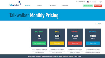 TalkWalker pricing screen shot