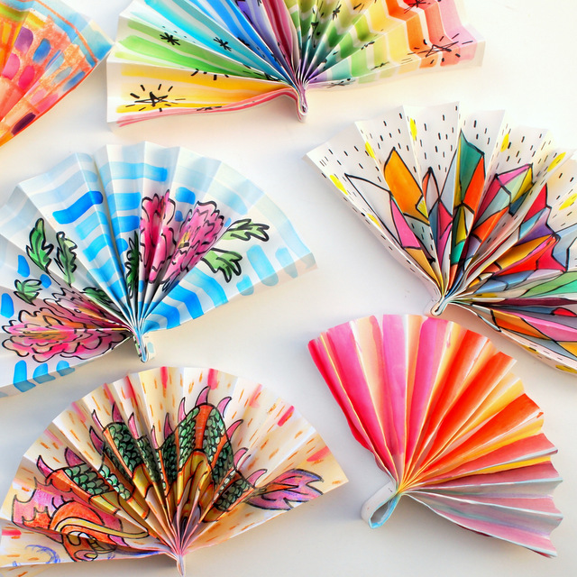 Download Watercolor Painted Paper Fans | Pink Stripey Socks