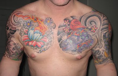 Chest Tattoo and Arm Sleeves Tattoo design