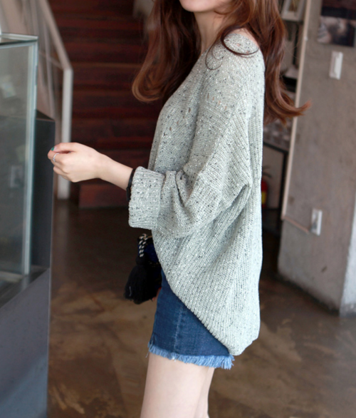 Baggy Flecked Knit Sweater